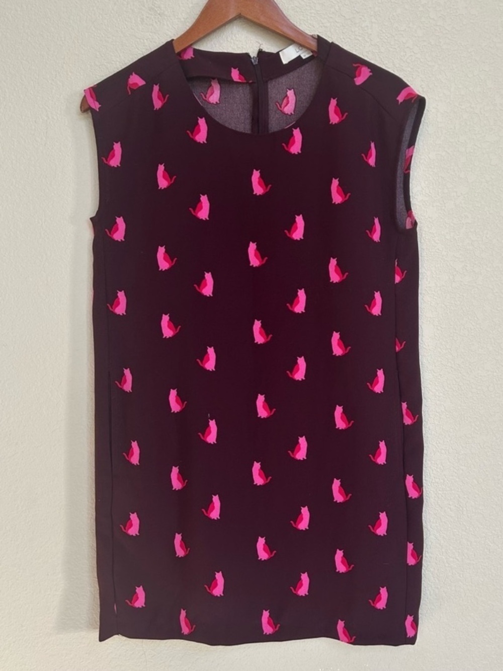 Ann Taylor LOFT purple & pink cat print shift dress size S Petite - Picture 6 of 13